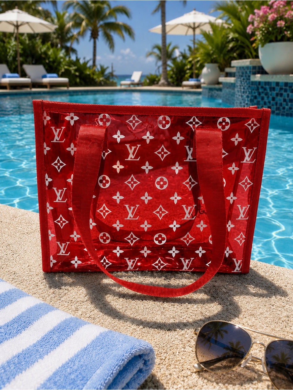 Fashion Red Transparent Tote